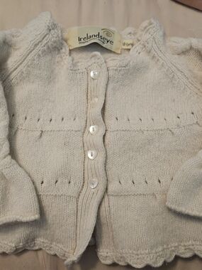 Irelandseye Cream Knit Baby Cardigan with Heart Buttons